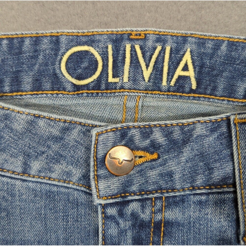 Kimes Ranch Jeans Women's 2x34 Blue Olivia Wide Leg Raw Hem High Rise Western